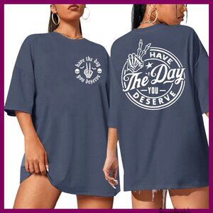 Oversized Retro Skeleton Graphic Tee Inspirational Funny T-Shirt Women's Top